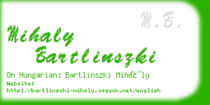 mihaly bartlinszki business card